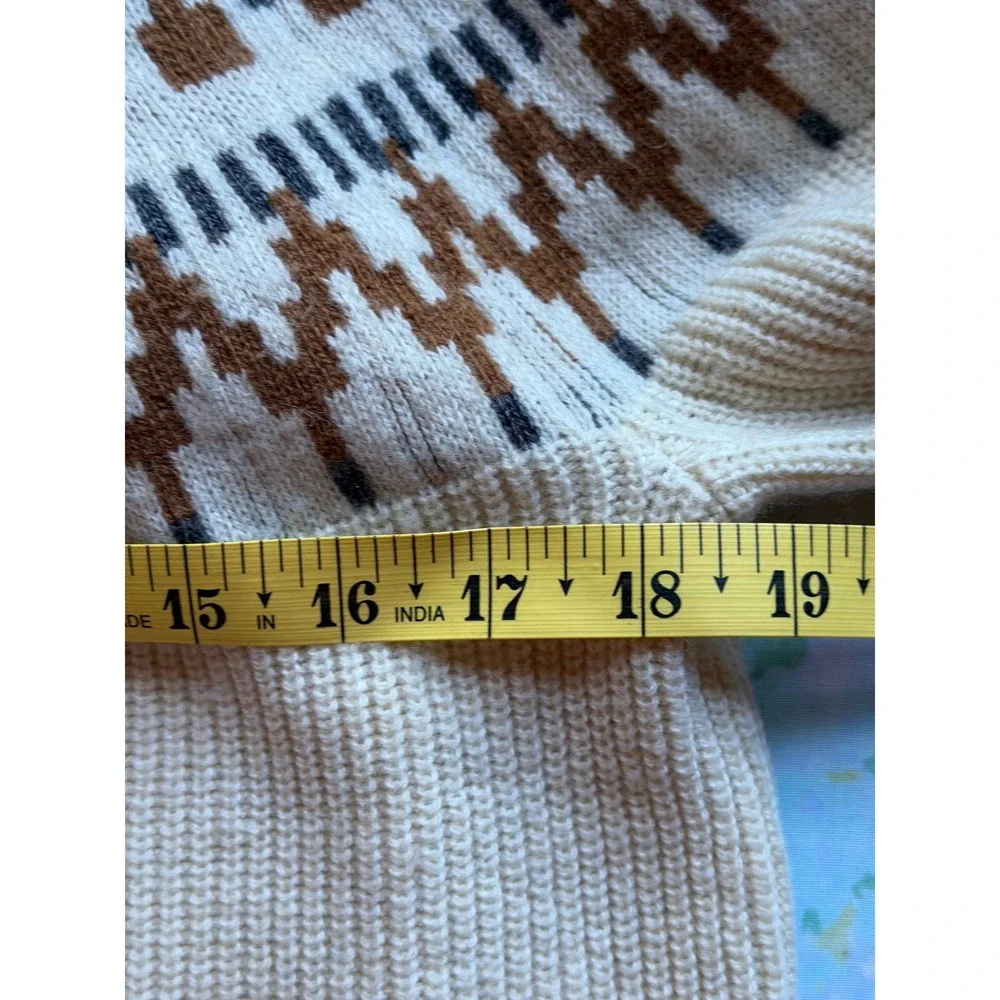 J.Crew | Fair Isle Mockneck Pullover Sweater Small Cream BM179 Lambswool